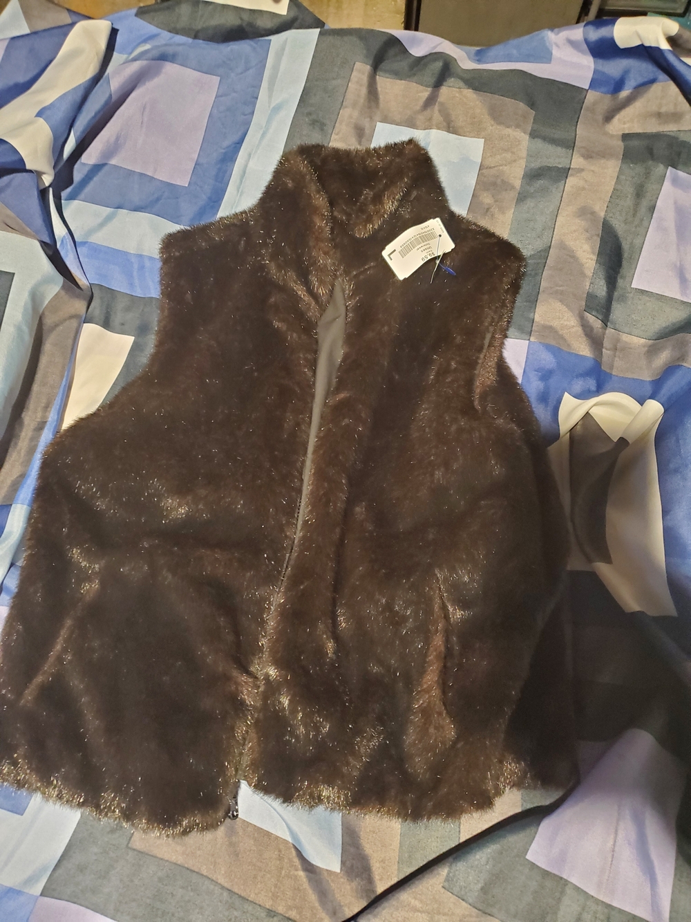 Faux Fur Vest in Dark Brown